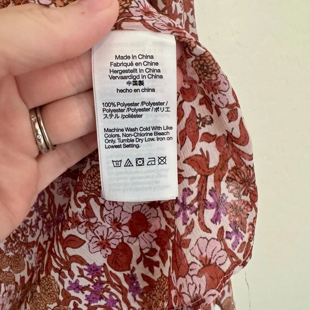 J. Crew Ruffle Crinkle Chiffon Top in Fête Floral Medium